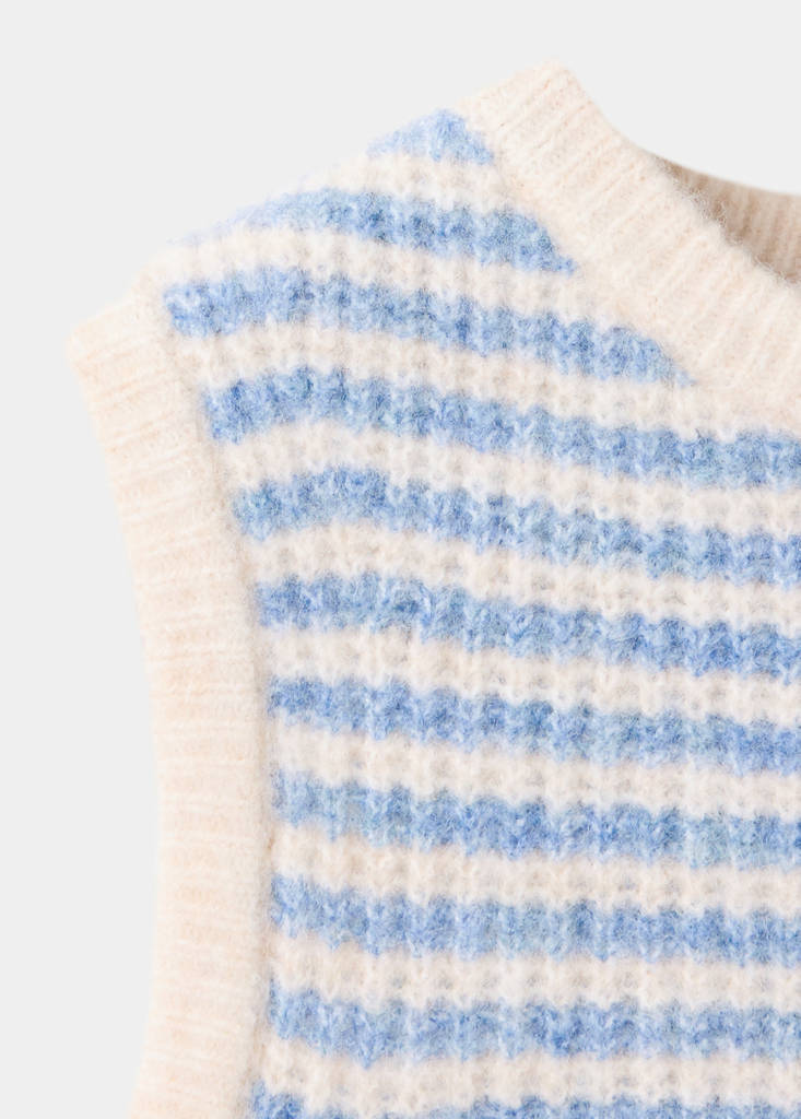 Striped knitted gilet — Sky Blue