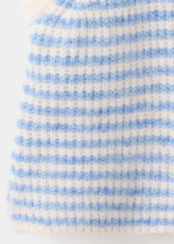 Striped knitted gilet — Sky Blue