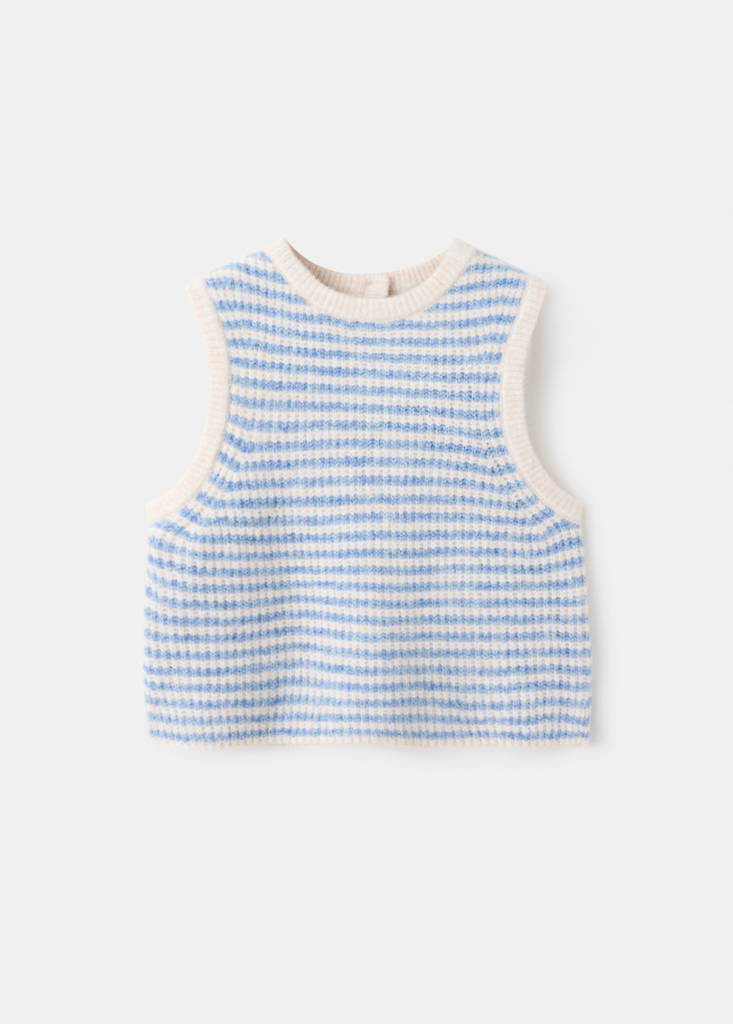 Striped knitted gilet — Sky Blue