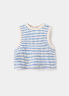 Striped knitted gilet — Sky Blue 3