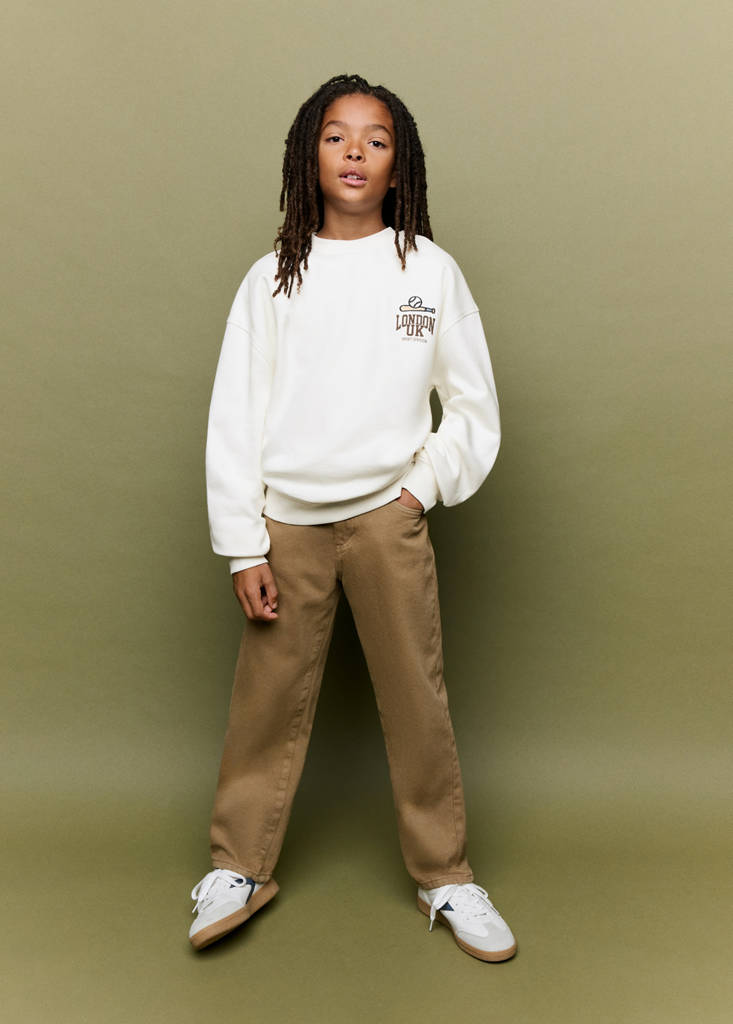Printed cotton sweatshirt — Ecru