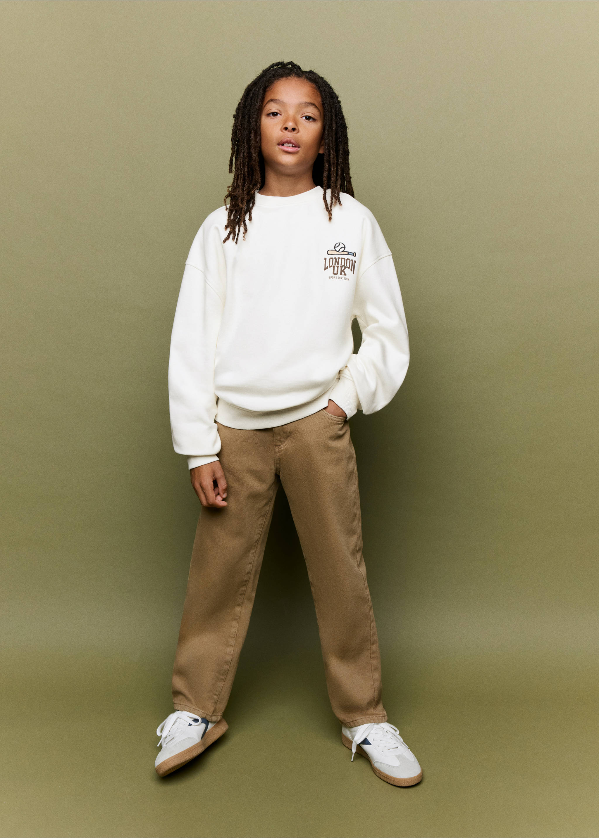 Printed cotton sweatshirt - General plane, Ecru. Ref: 37065164-00.