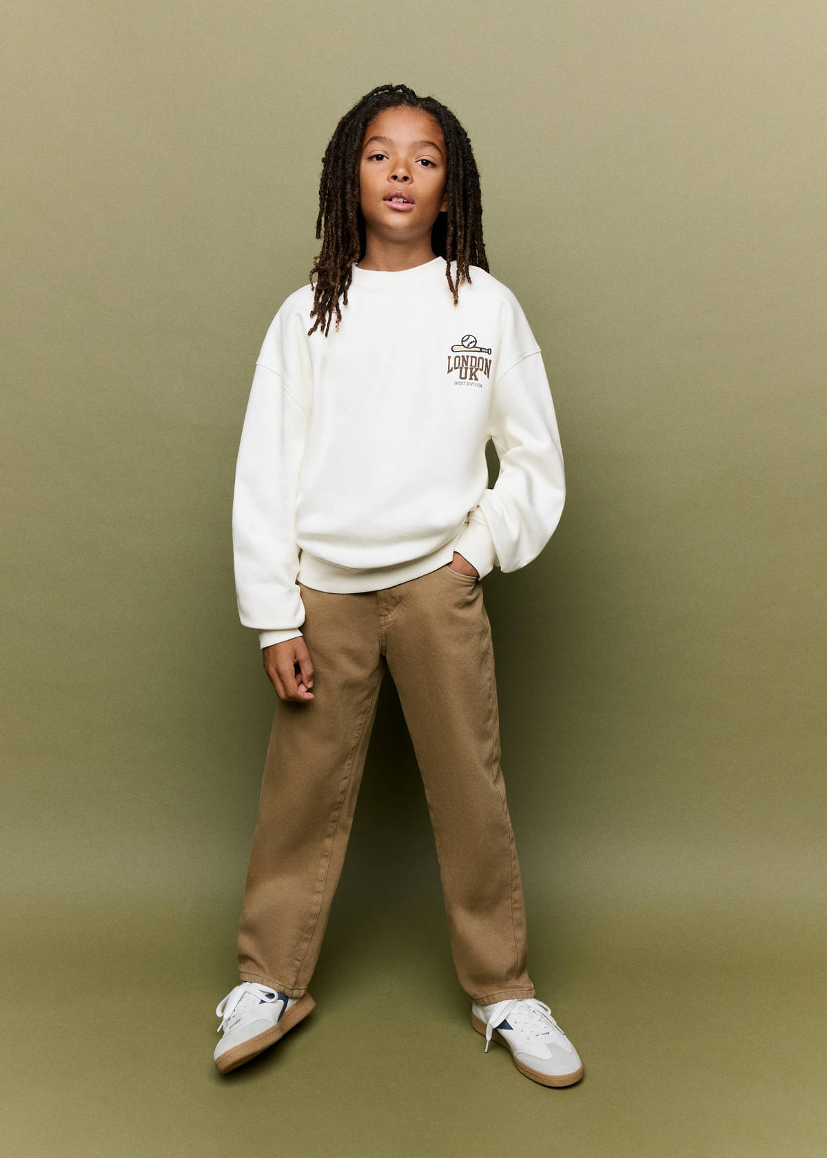 Printed cotton sweatshirt — Ecru