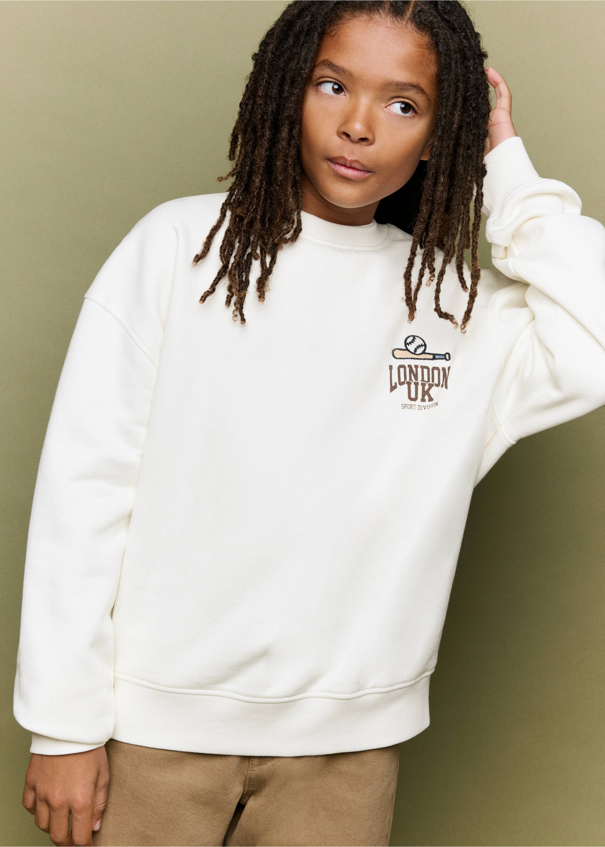 Printed cotton sweatshirt - Medium plane, Ecru. Ref: 37065164-00.