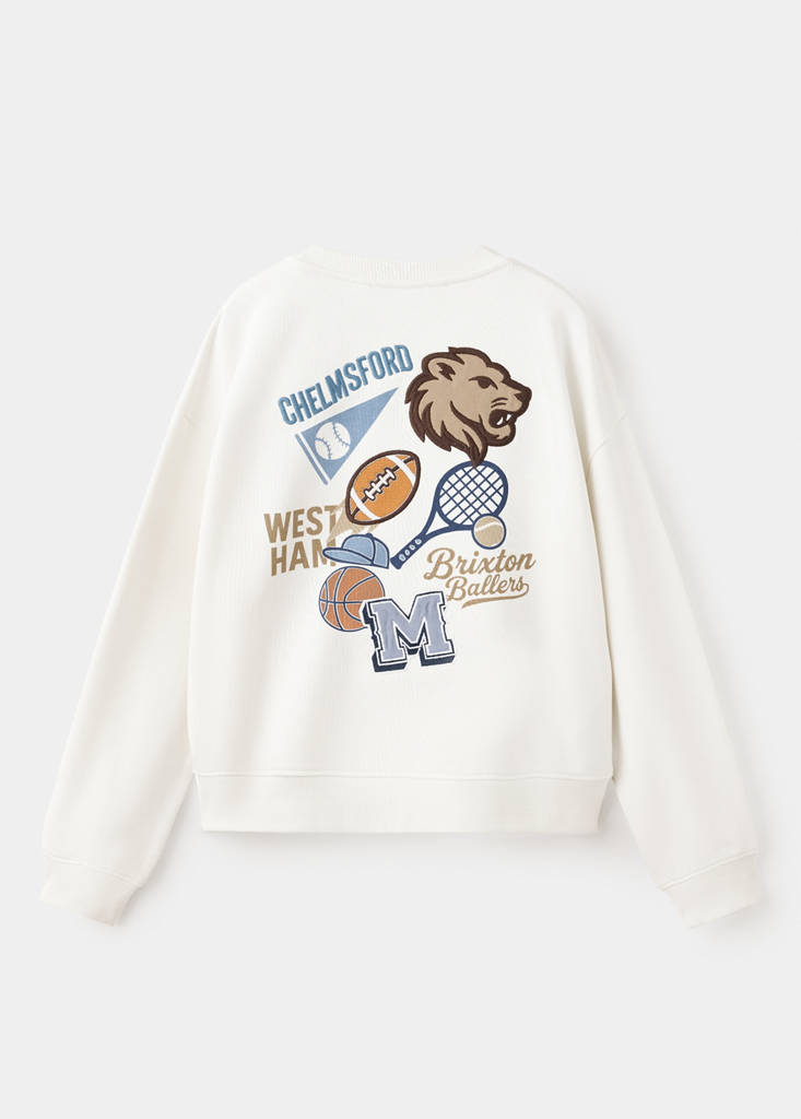 Printed cotton sweatshirt — Ecru