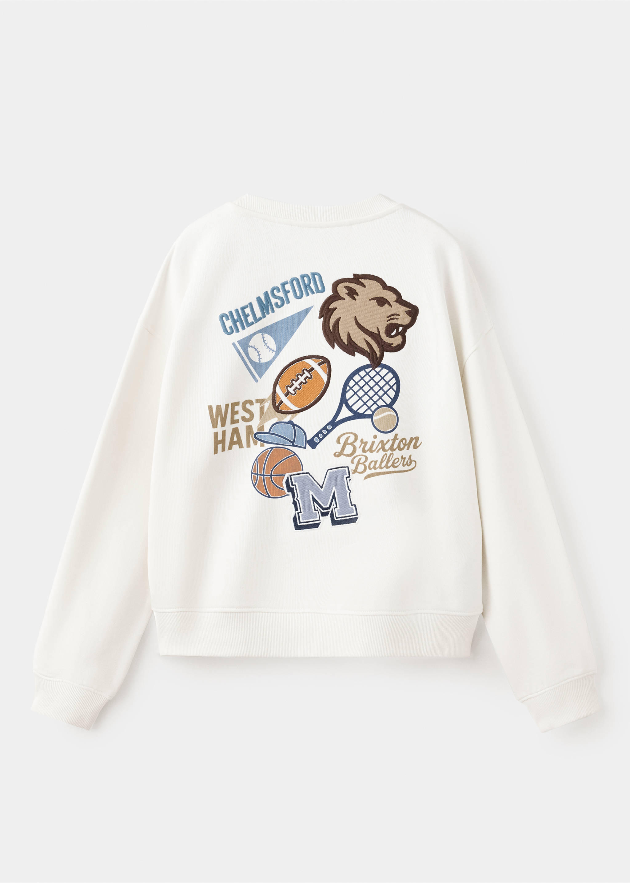 Printed cotton sweatshirt - Reverse of the article, Ecru. Ref: 37065164-00.