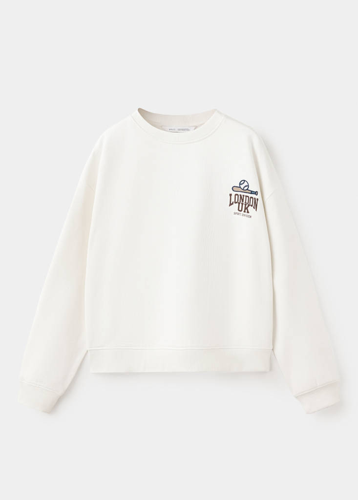 Printed cotton sweatshirt — Ecru