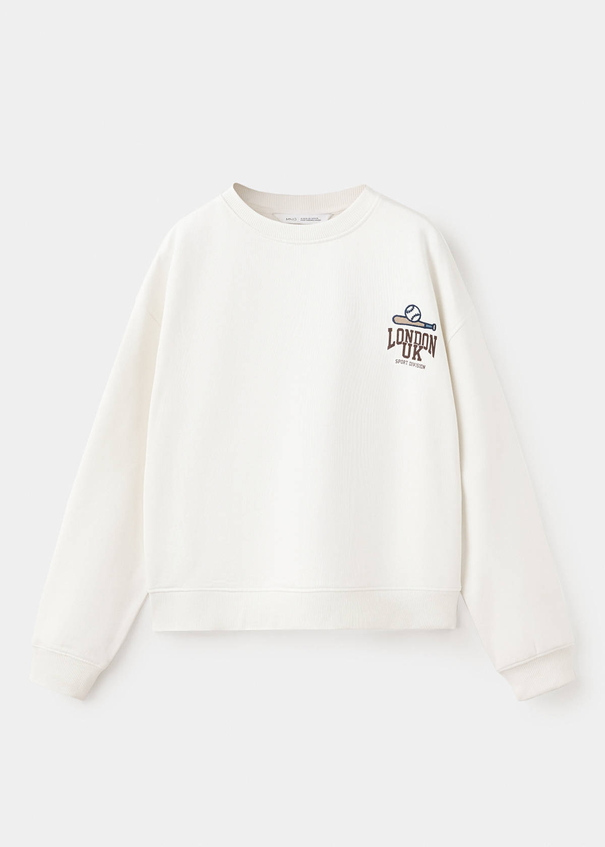 Printed cotton sweatshirt — Ecru
