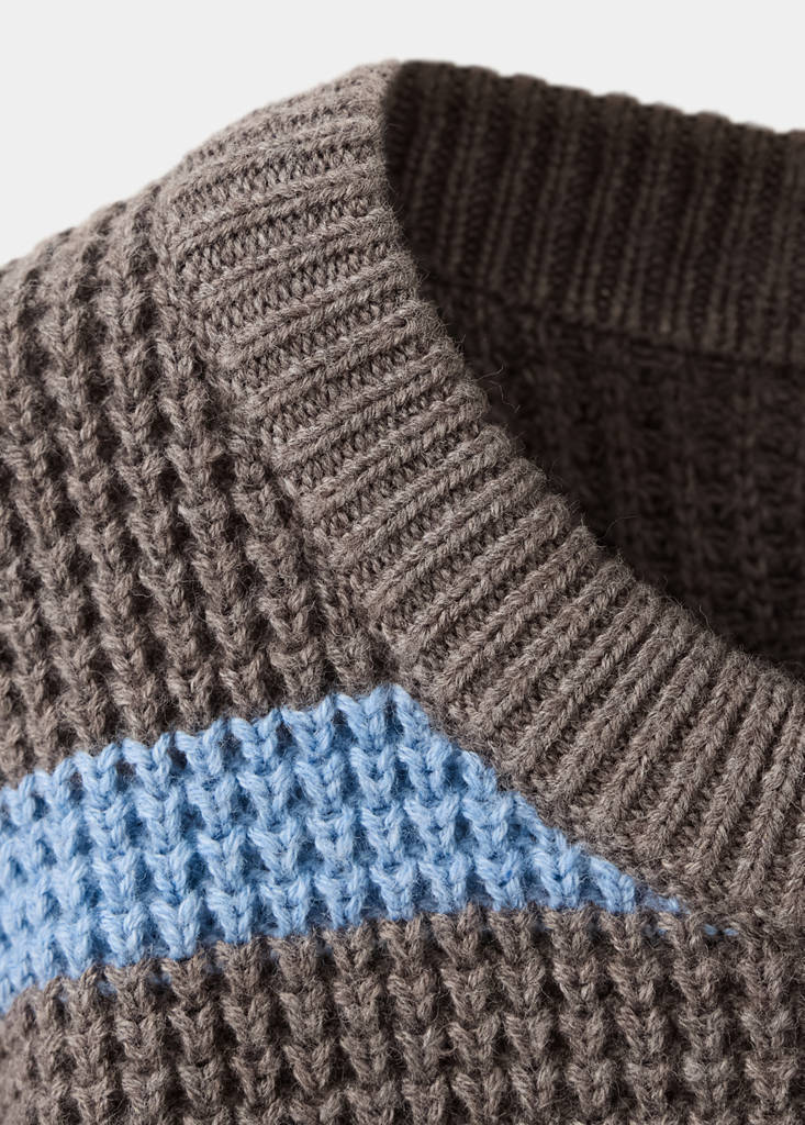Knit striped sweater — Coffee