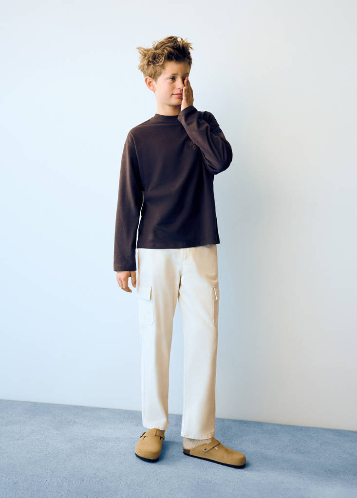 Oversized T-shirt with print detail — Chocolate