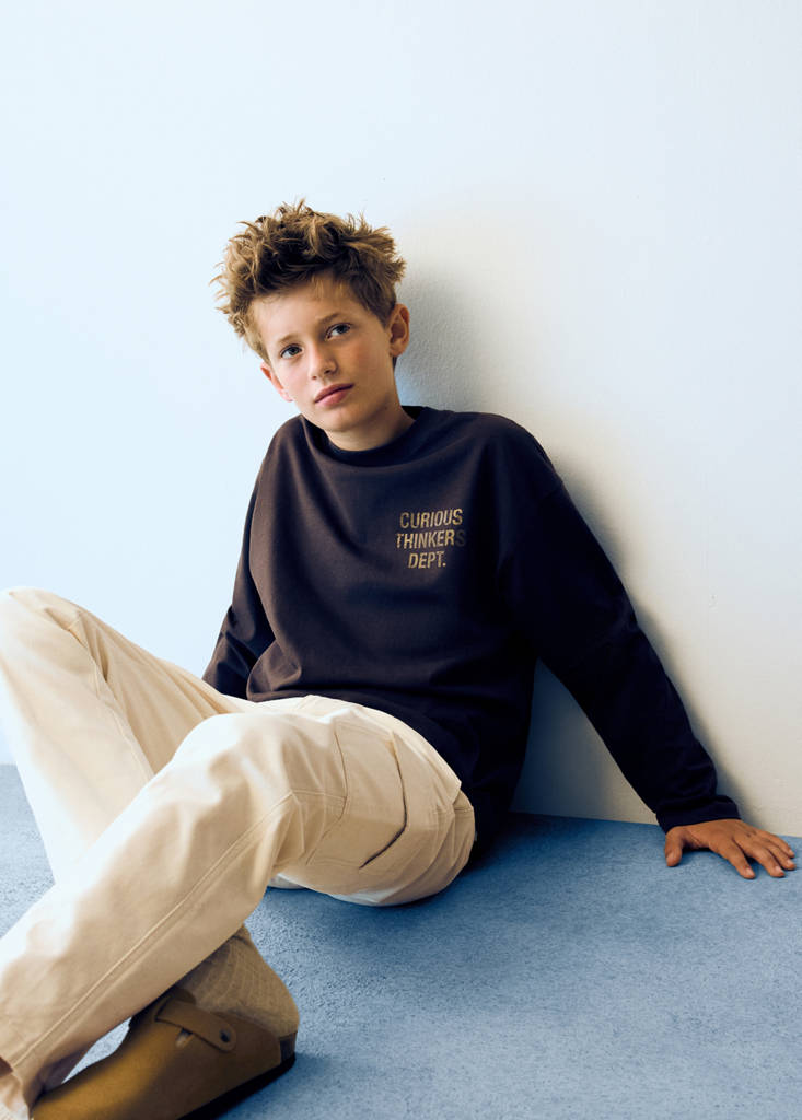 Oversized T-shirt with print detail — Chocolate