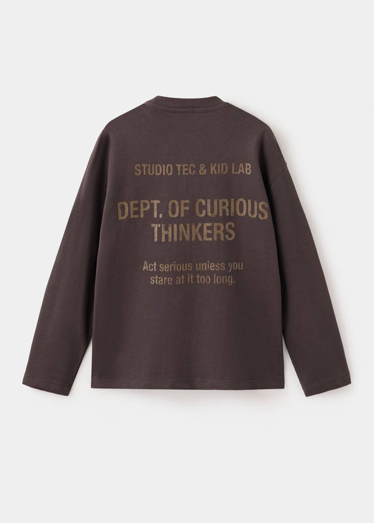 Oversized T-shirt with print detail — Chocolate