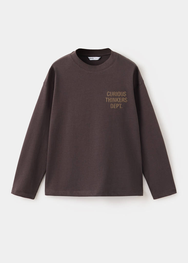 Oversized T-shirt with print detail — Chocolate