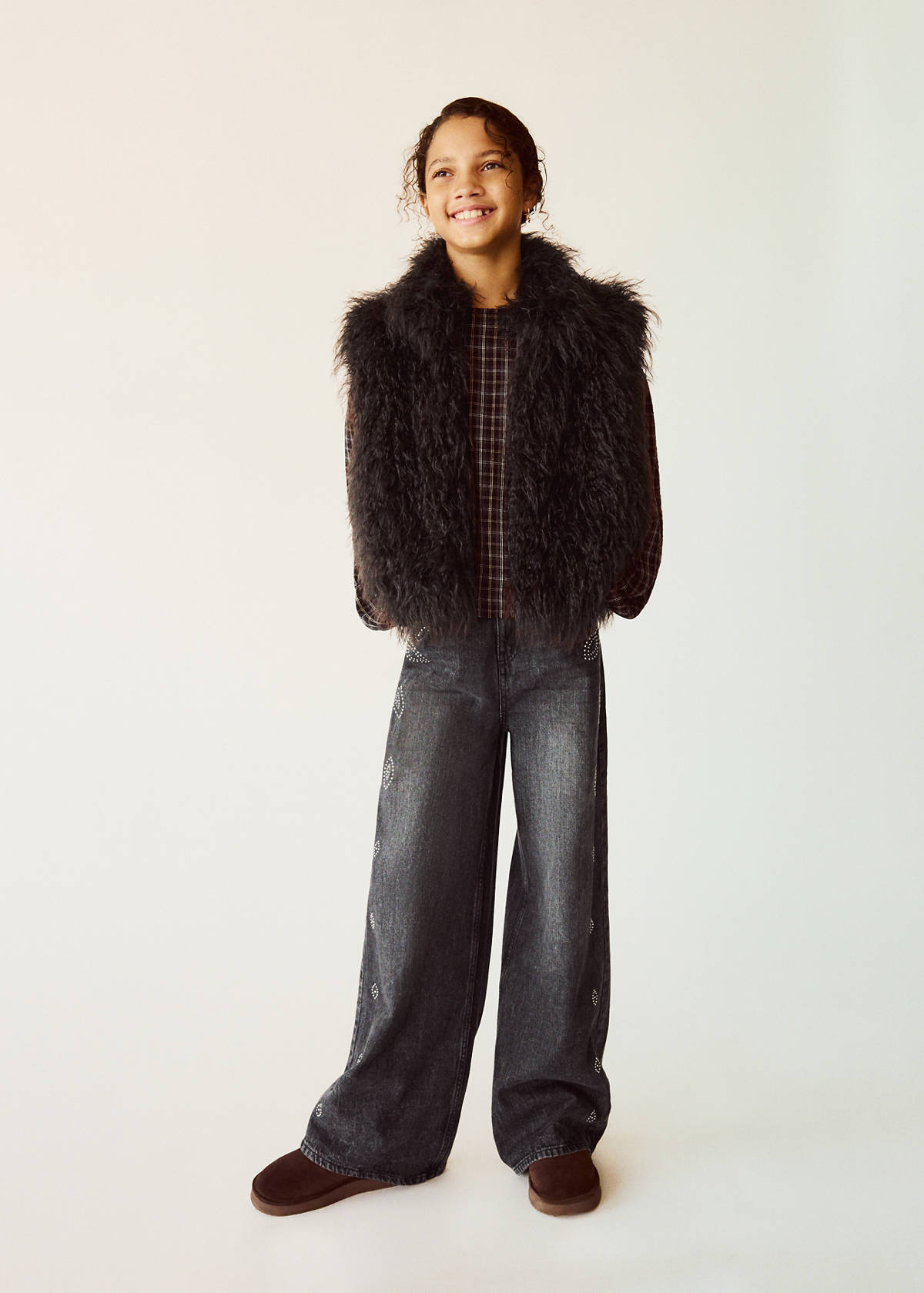 Wide leg studded jeans — Denim Grey