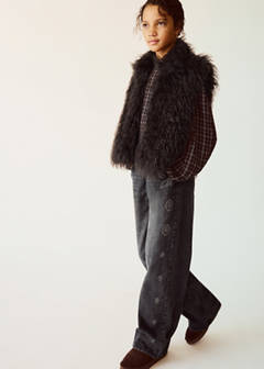 Wide leg studded jeans — Denim Grey 2