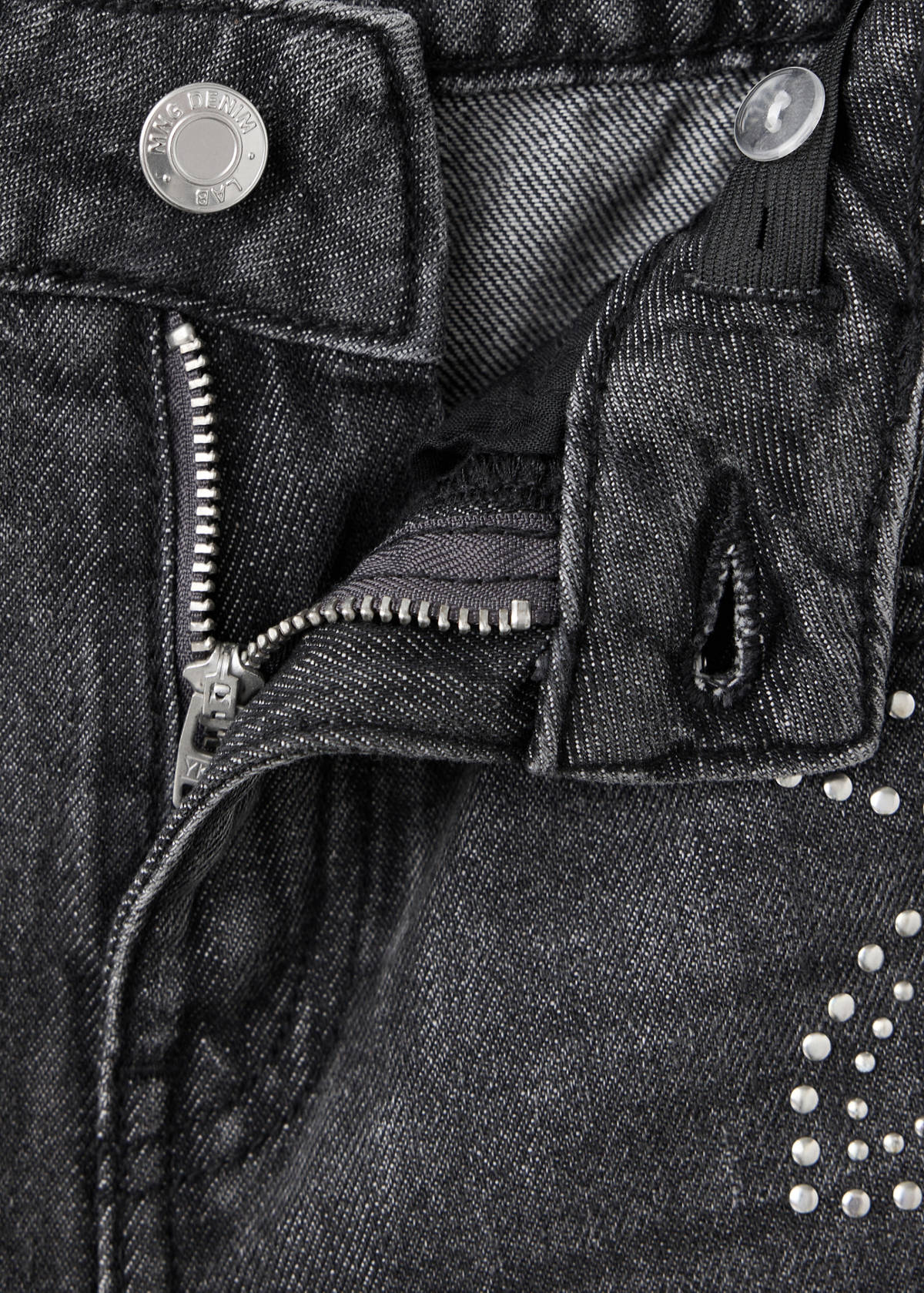 Wide leg studded jeans — Denim Grey