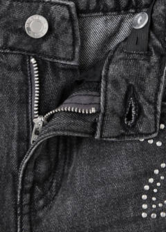 Wide leg studded jeans — Denim Grey 6