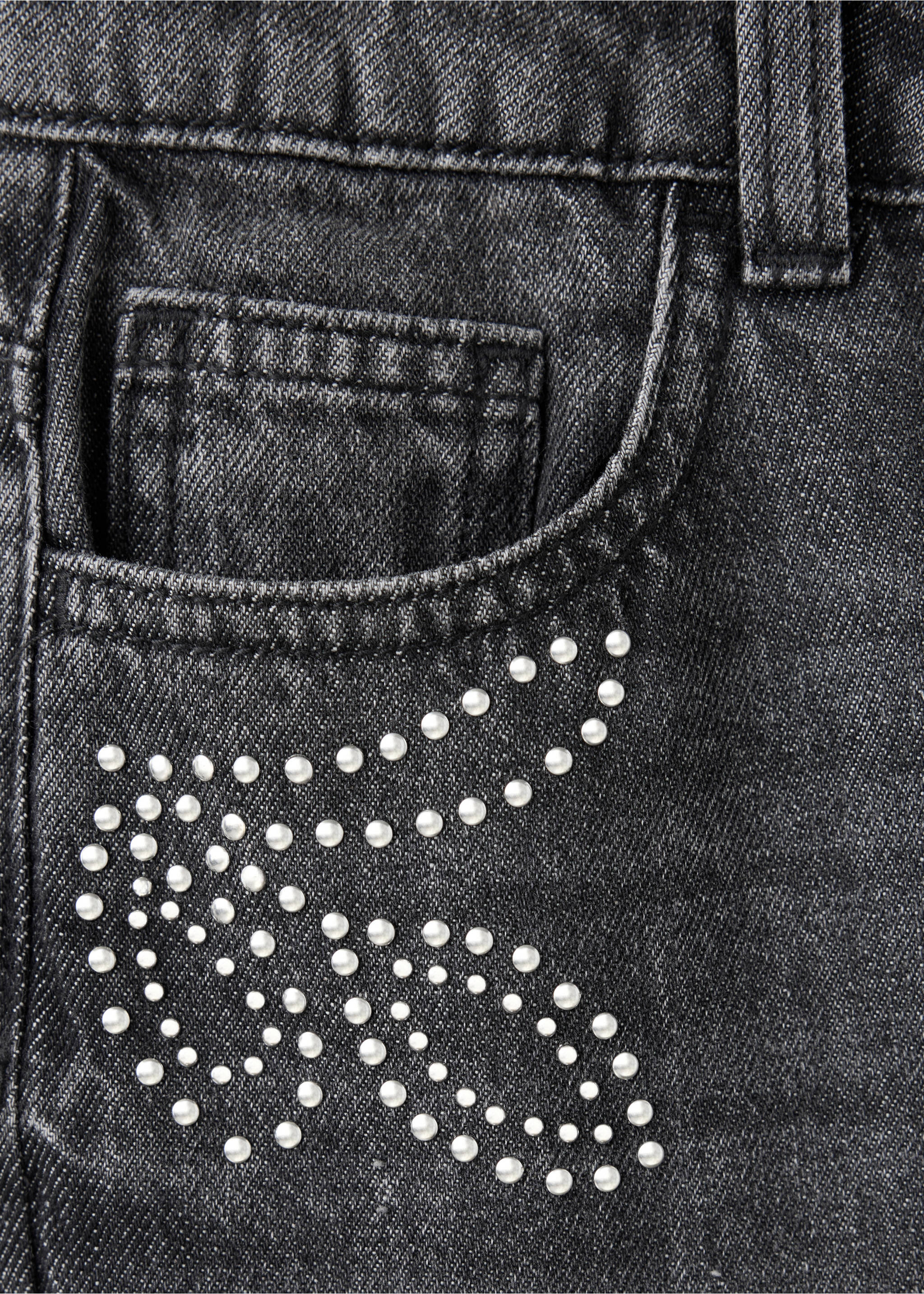 Wide leg studded jeans - Details of the article 0, Denim Grey. Ref: 37065169-00.