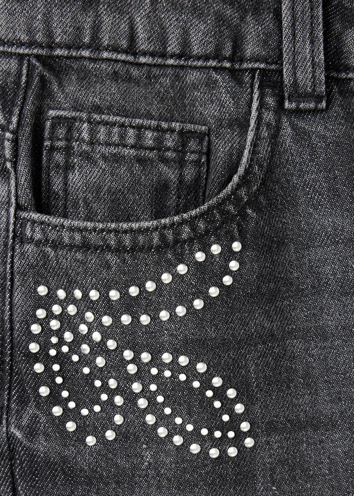 Wide leg studded jeans — Denim Grey
