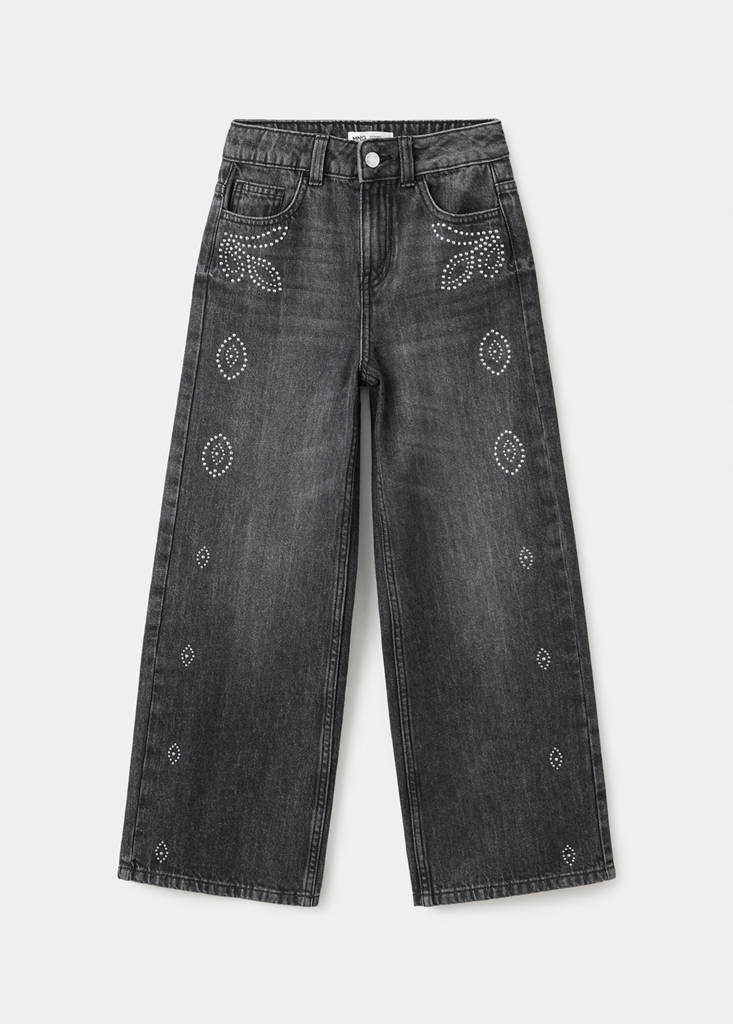 Wide leg studded jeans — Denim Grey