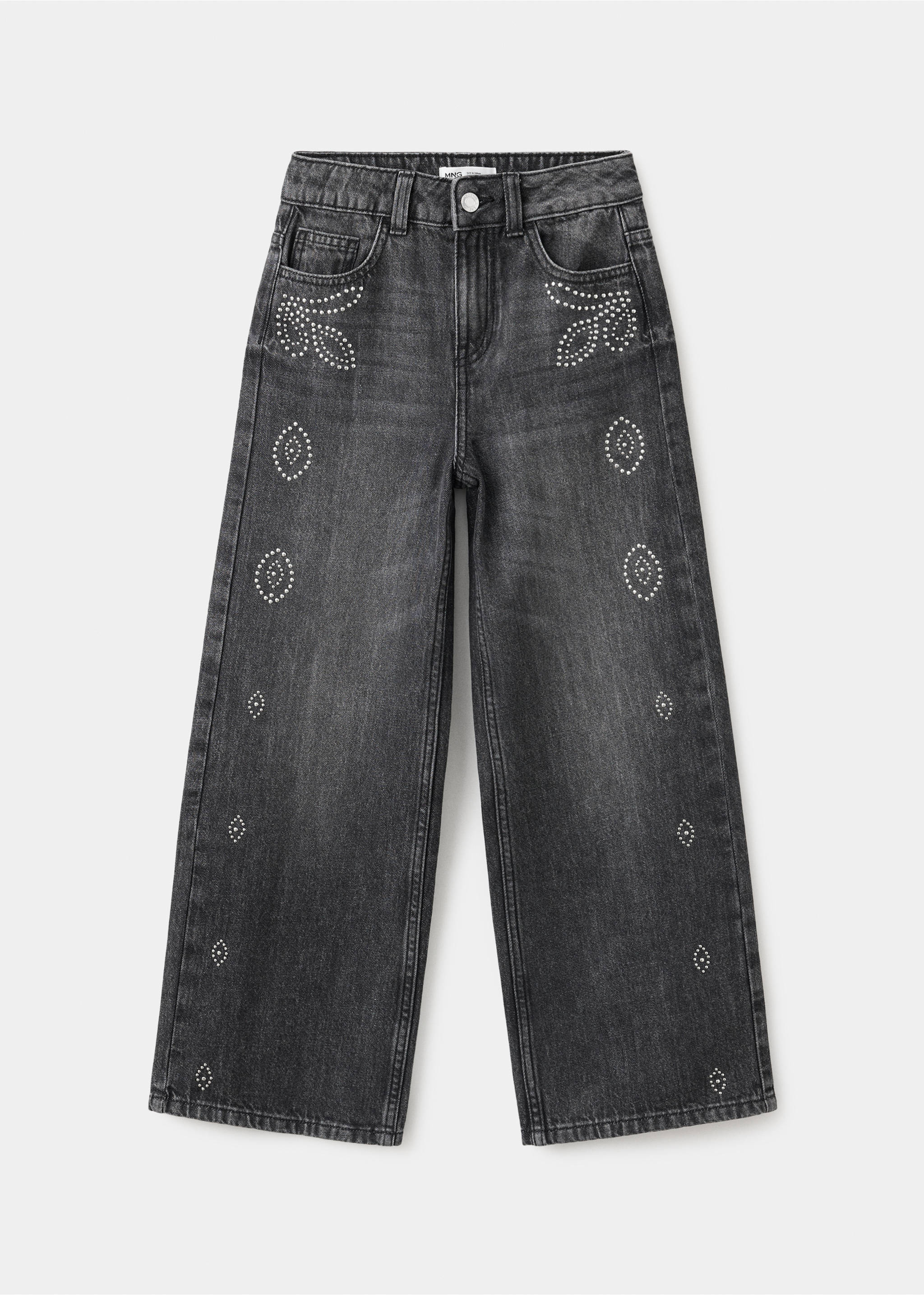 Wide leg studded jeans - Article without model, Denim Grey. Ref: 37065169-00.