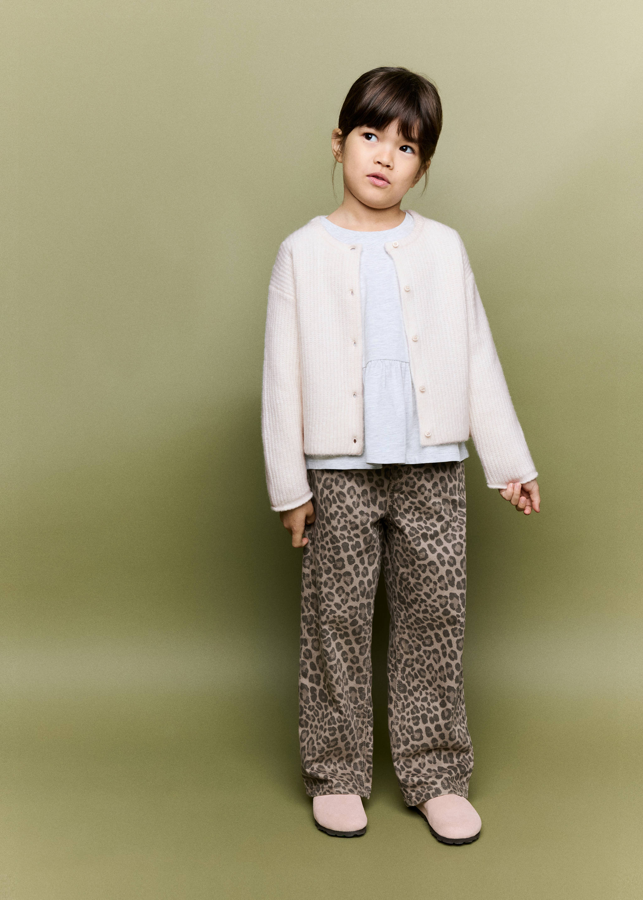 Leopard-print straight jeans - General plane