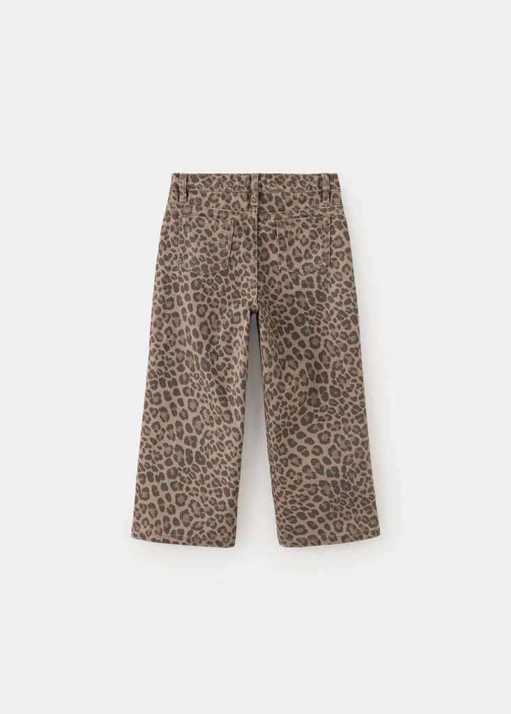 Leopard-print straight jeans — Brown
