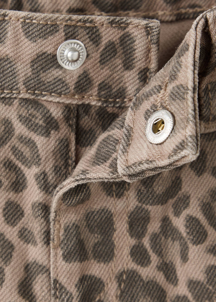 Leopard-print straight jeans — Brown