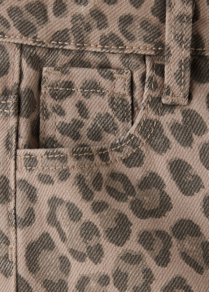 Leopard-print straight jeans — Brown