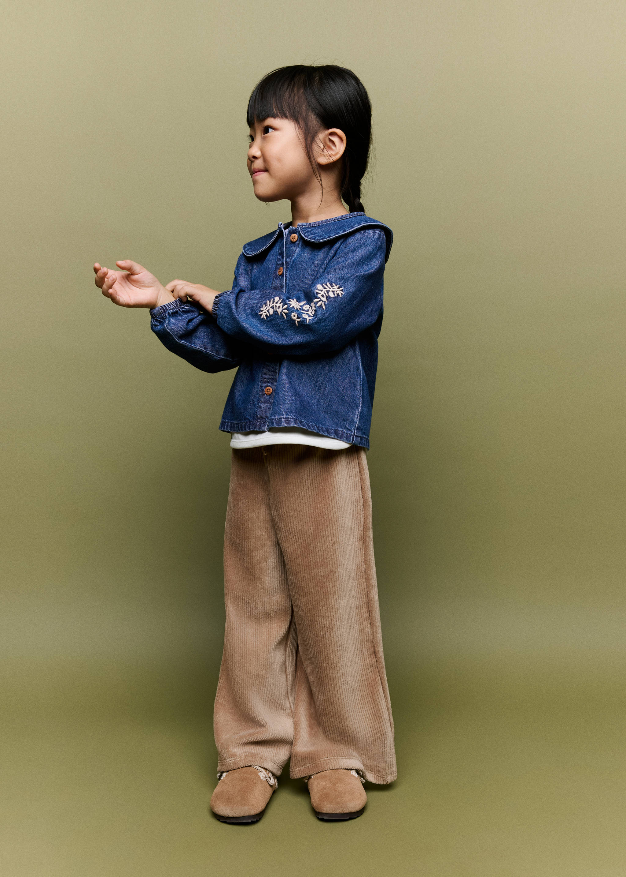 Embroidered denim blouse - General plane