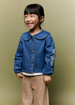 Embroidered denim blouse — Medium Blue 1