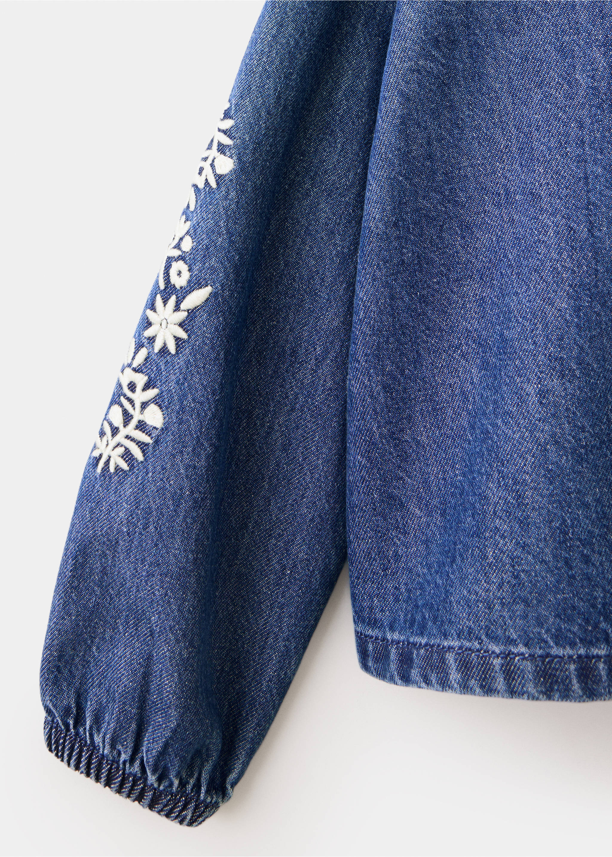 Embroidered denim blouse - Details of the article 0, Medium Blue. Ref: 37065171-00.
