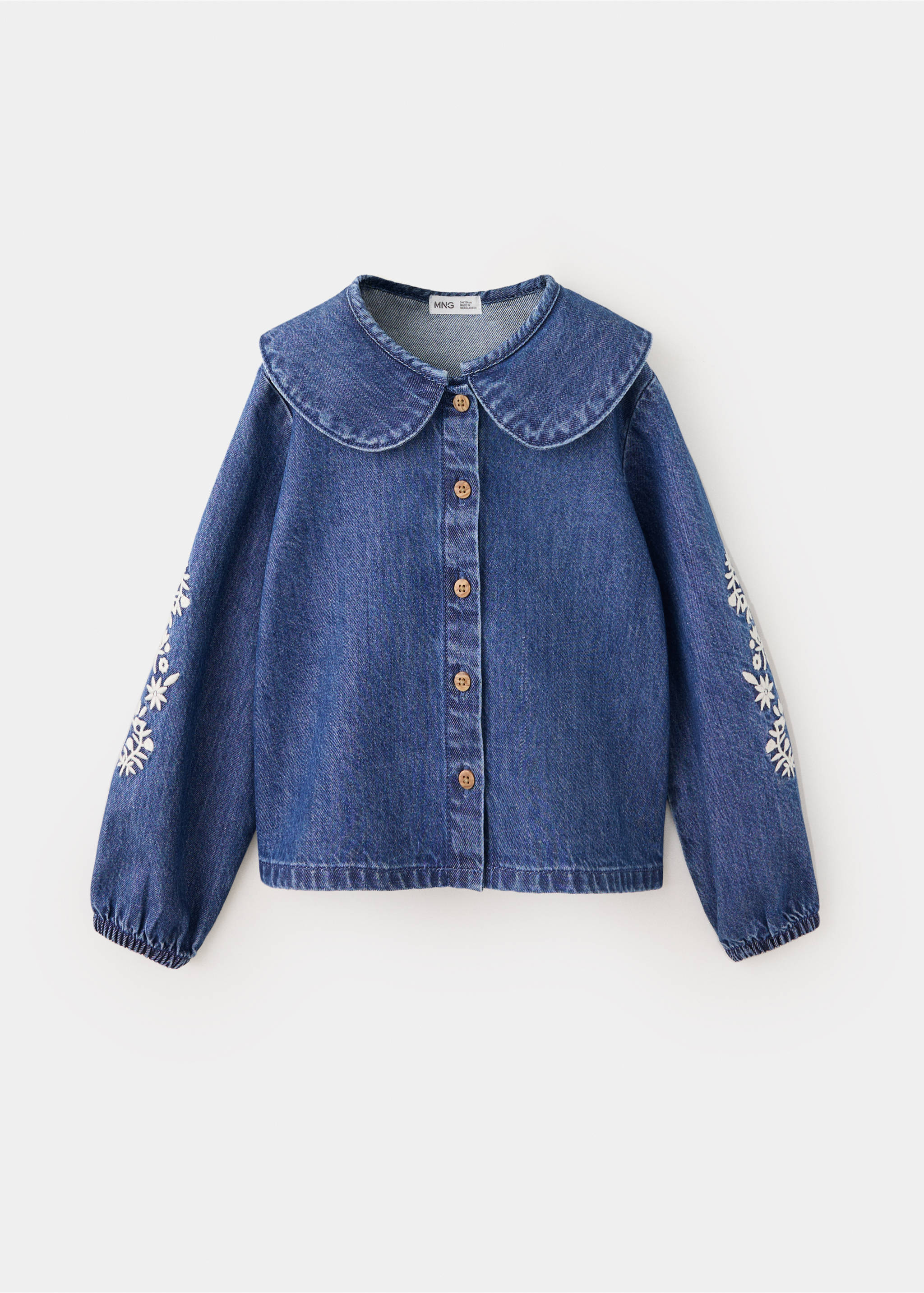 Embroidered denim blouse - Article without model, Medium Blue. Ref: 37065171-00.