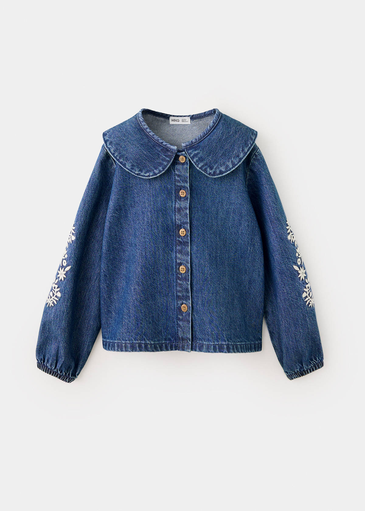 Embroidered denim blouse — Medium Blue