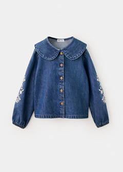Embroidered denim blouse — Medium Blue 3
