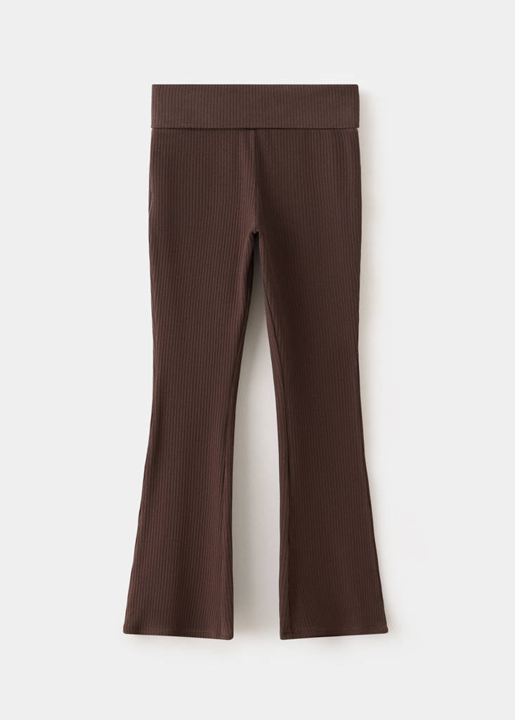 Fold-over waist leggings — Brown
