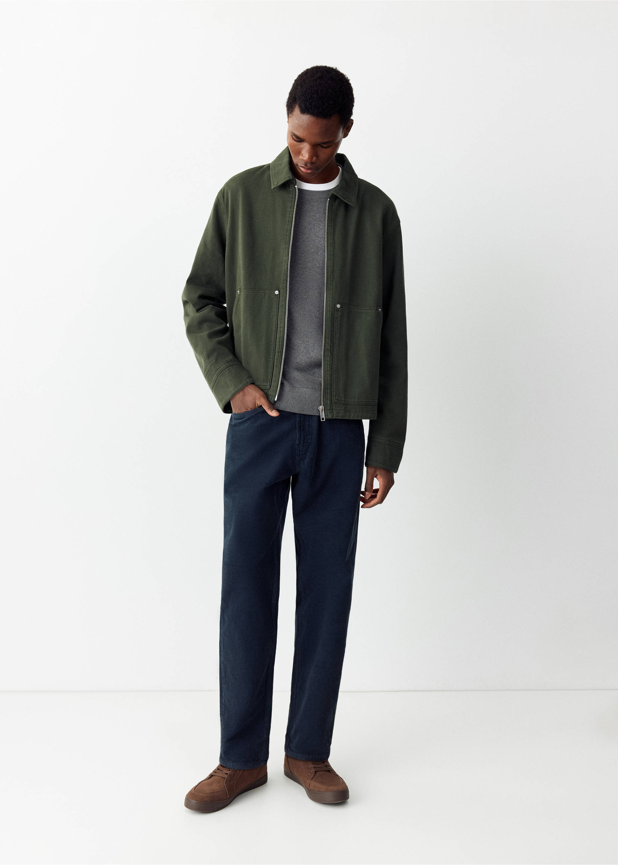 Pockets denim jacket - General plane, Khaki. Ref: 37065174-00.