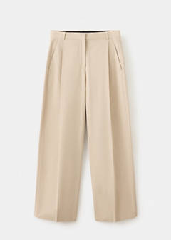 Straight-leg cotton pleated trousers — Beige 5