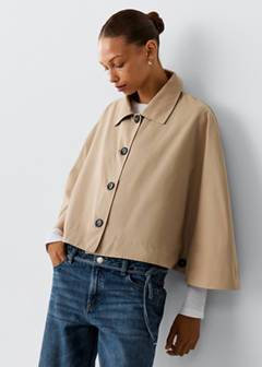 Trench cape with buttons — Beige 4