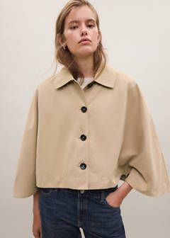 Trench cape with buttons — Beige 9