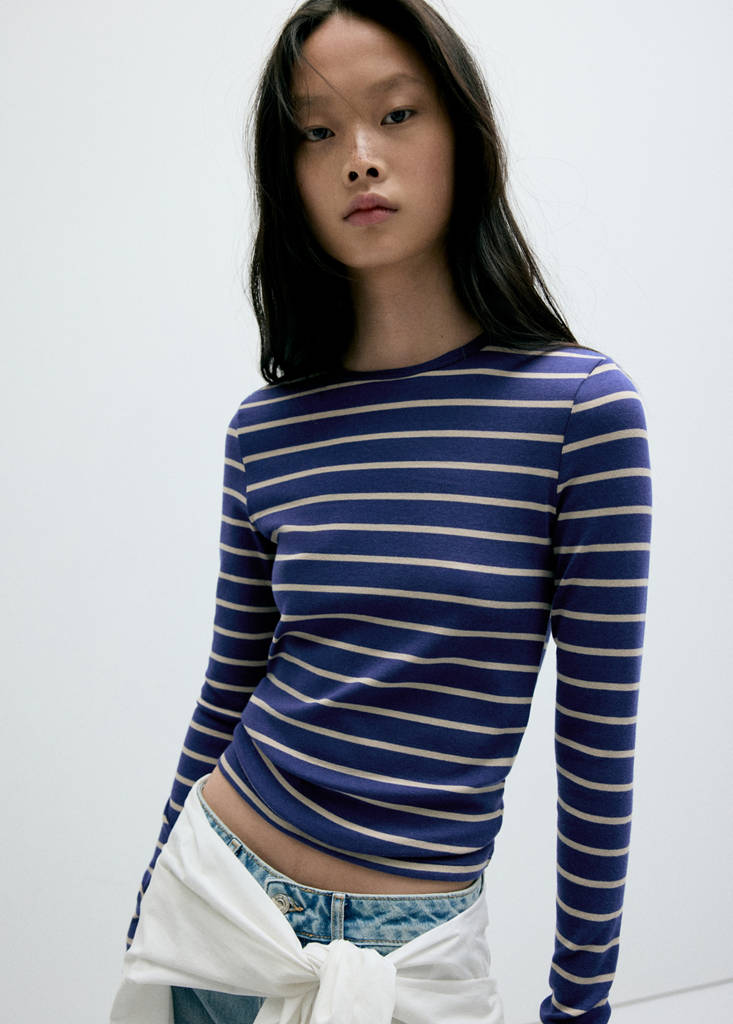 Long-sleeved striped t-shirt — Blue