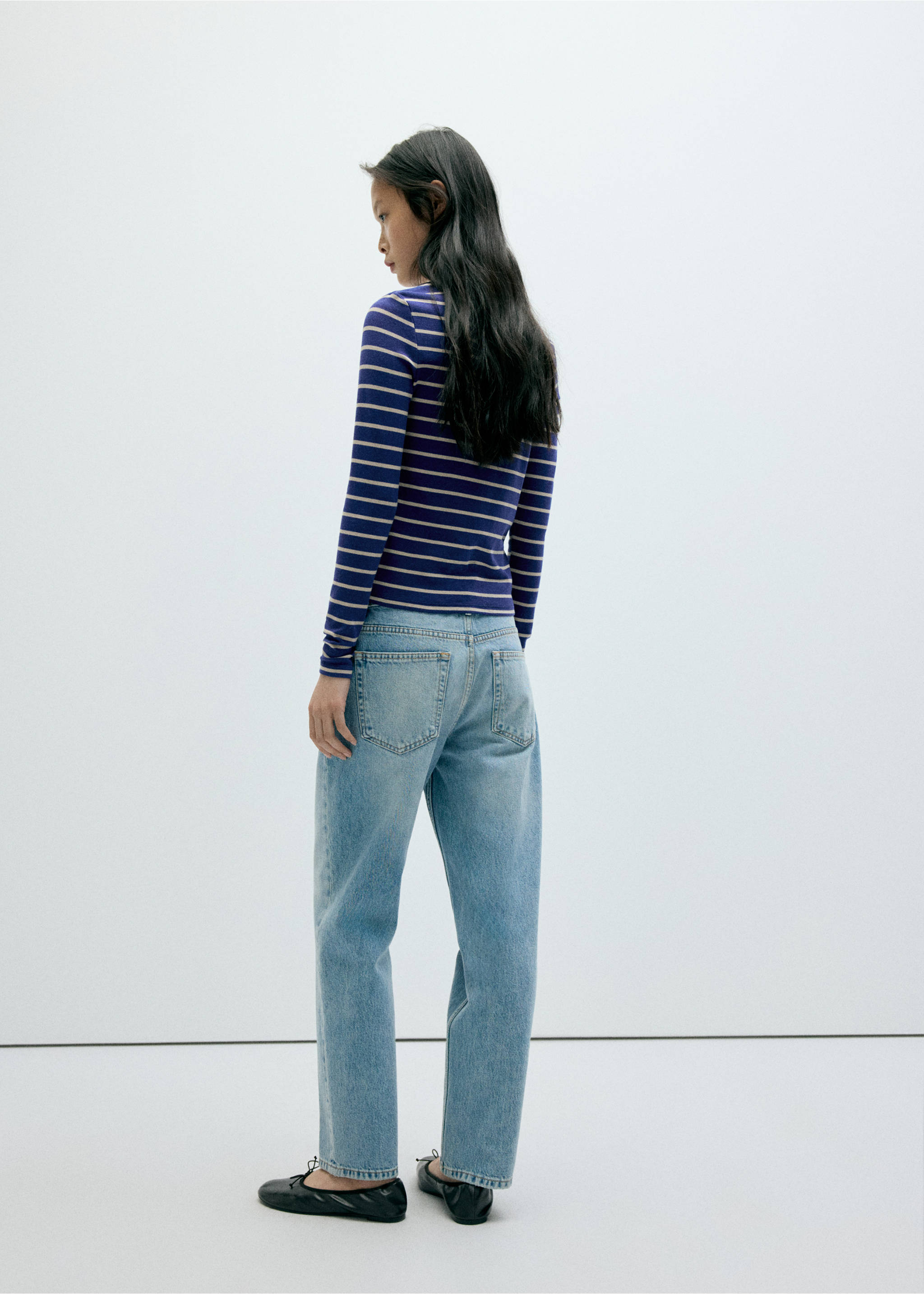 Long-sleeved striped t-shirt - Reverse of the article, Blue. Ref: 37065837-00.