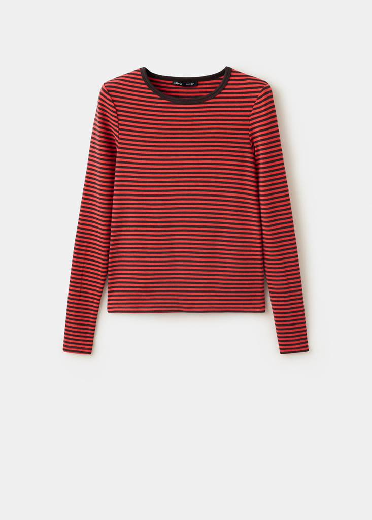 Long-sleeved striped t-shirt — Red