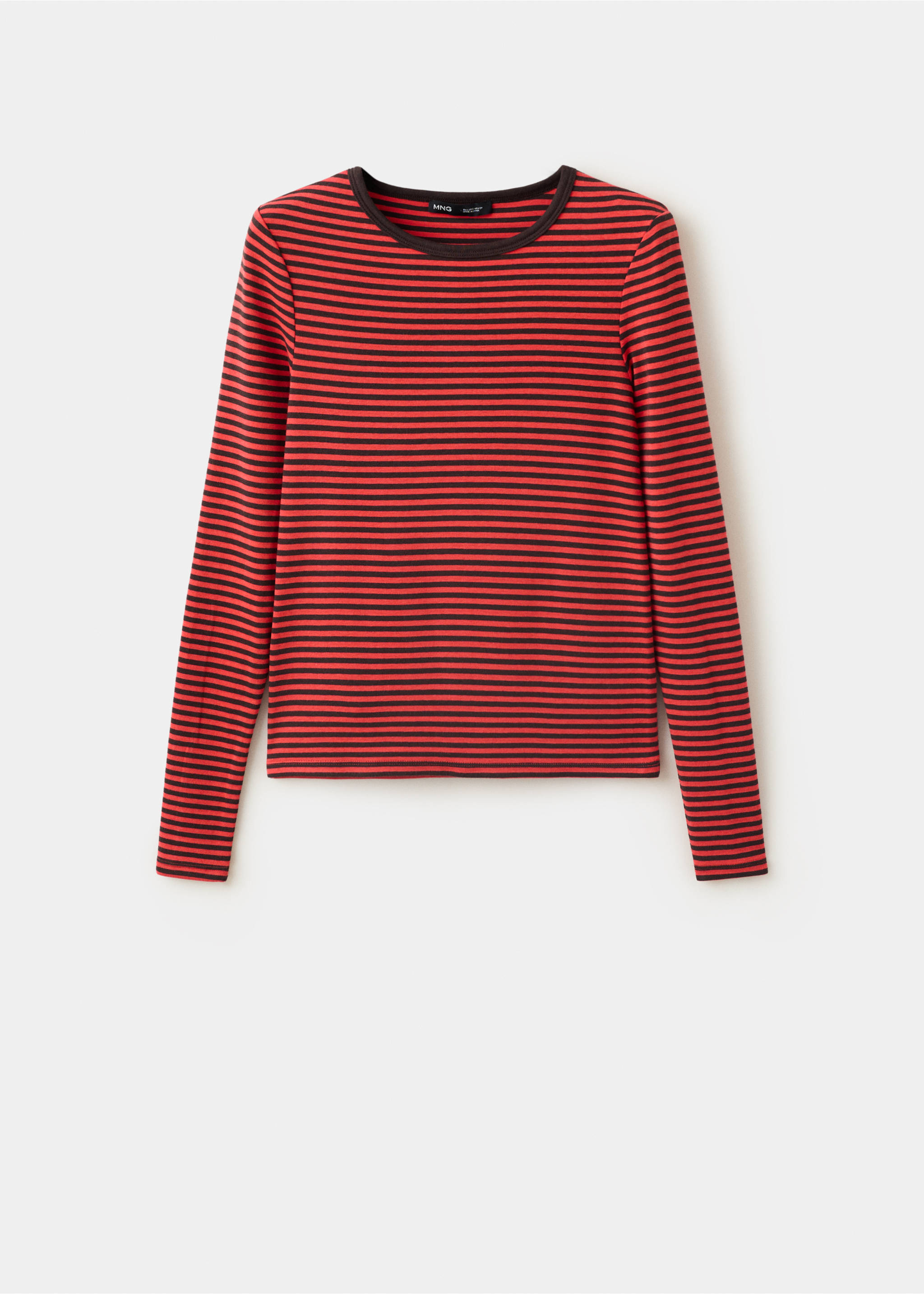 T-shirt rayé manches longues - Article sans modèle, Rouge. Ref: 37065837-00.