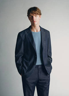 Italian cotton denim blazer — Indigo Blue 1