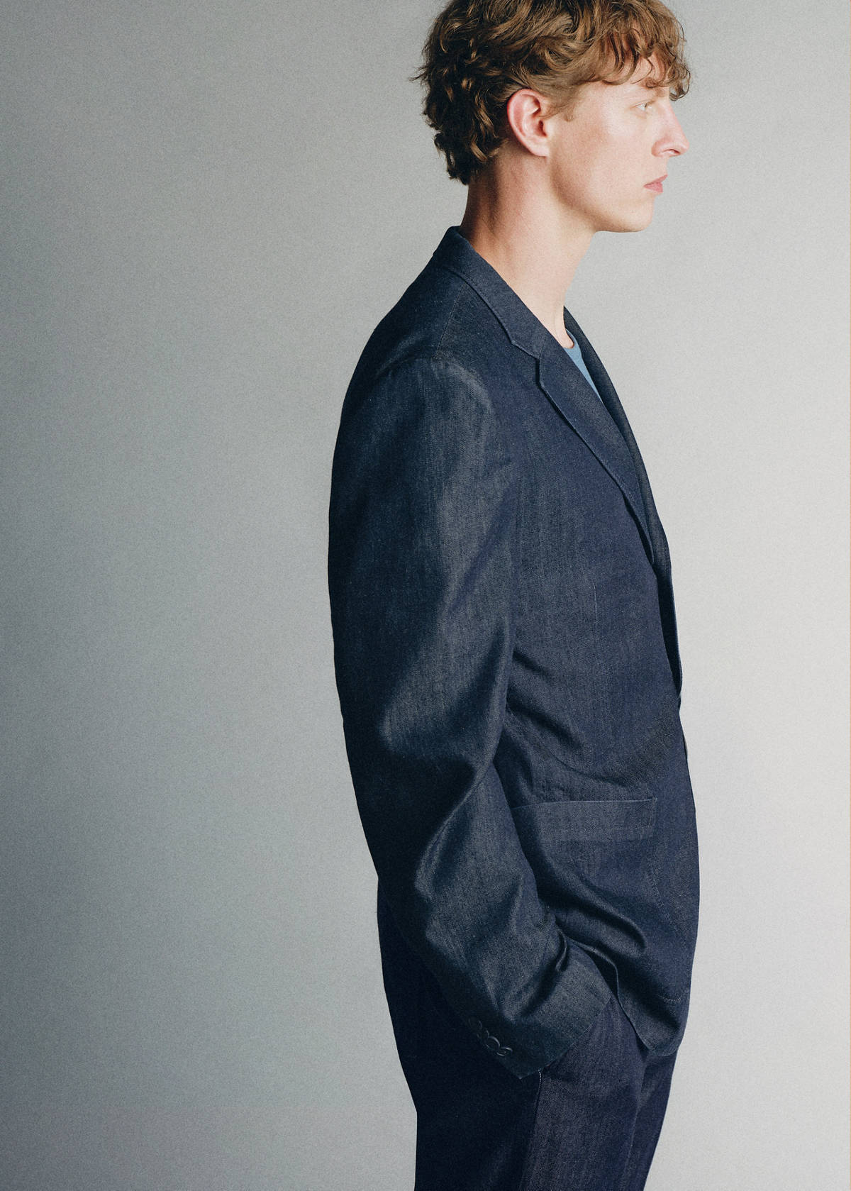 Italian cotton denim blazer — Indigo Blue