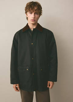 Parka with contrasting collar — Khaki 1