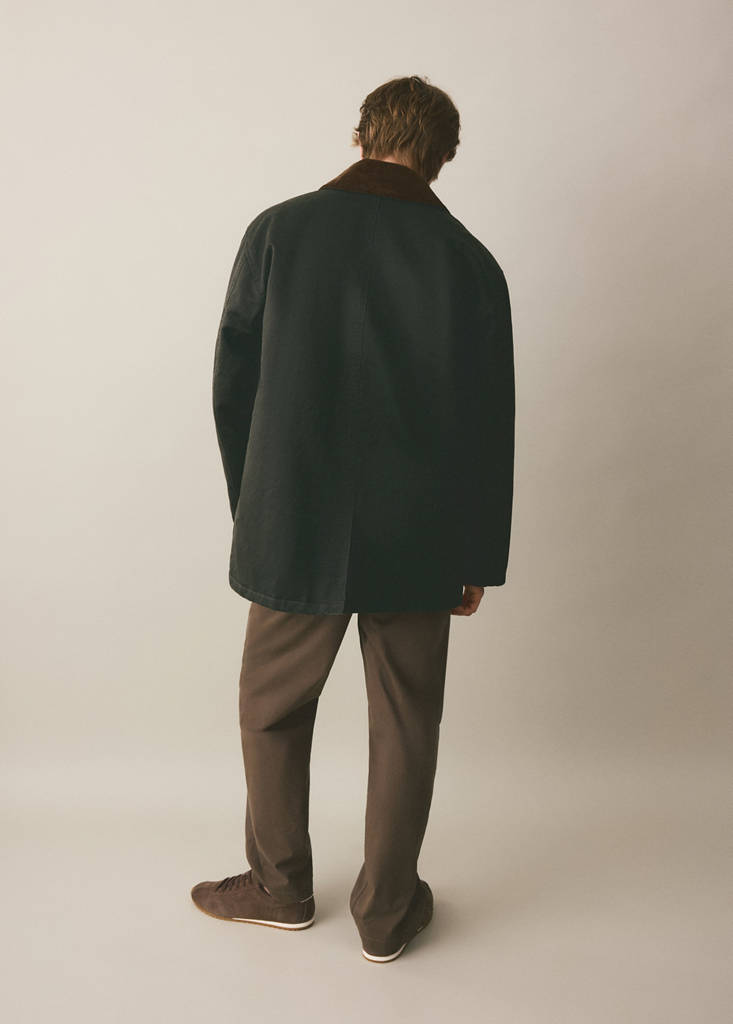 Parka with contrasting collar — Khaki