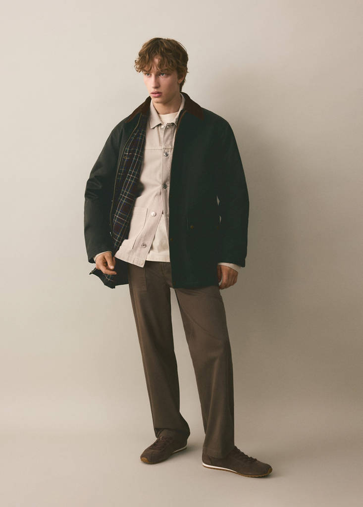 Parka with contrasting collar — Khaki
