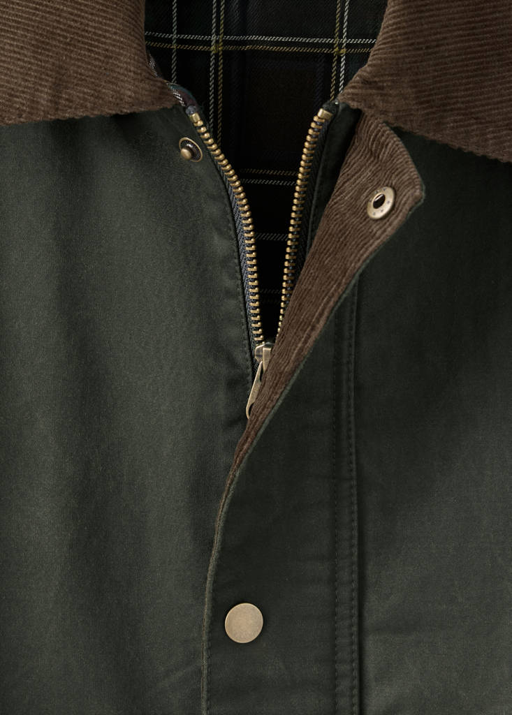 Parka with contrasting collar — Khaki